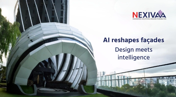 Nexivaa AI-driven façade design consultation showcasing advanced generative modeling for commercial buildings